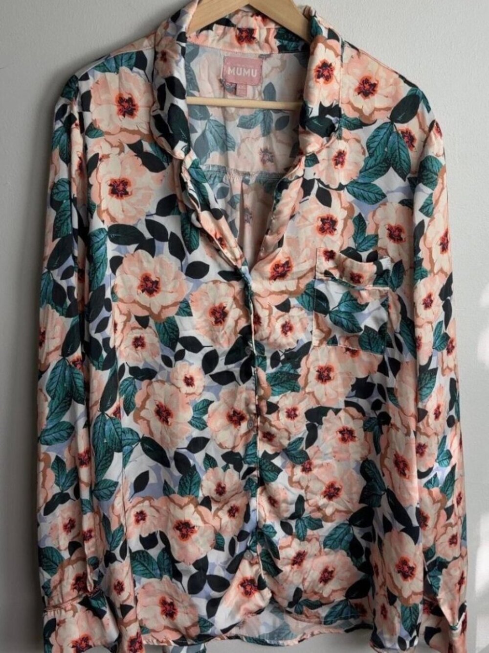 Show Me Your Mumu Favorite PJ Set Floral Button Up Pajamas Steel Mag Pl Size XXL